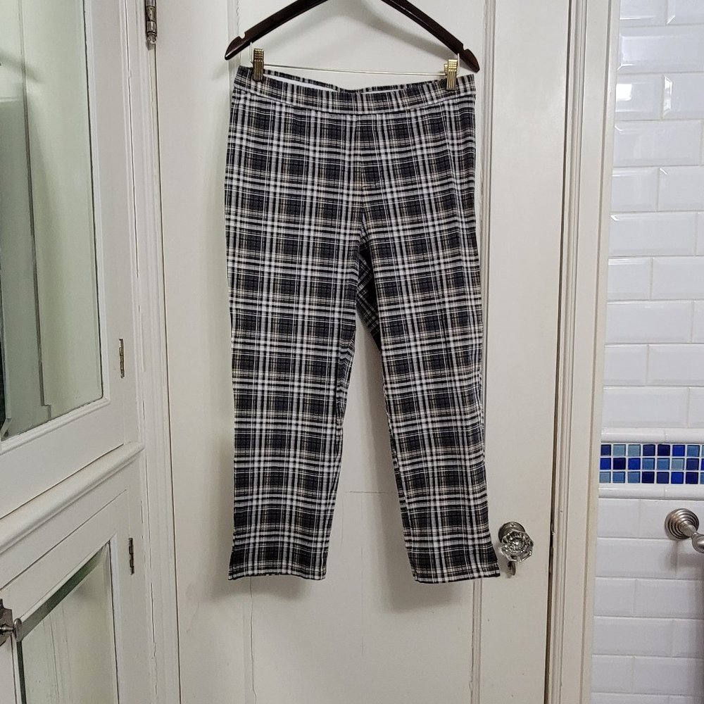 Plaid Isaac Mizrahi Live! pull-on dress pants, size 12